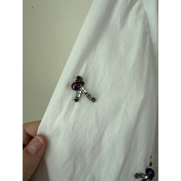 Anthropologie Dhruv Kapoor Embroidered Beaded Button-Down Shirt Size Medium - Picture 8 of 8
